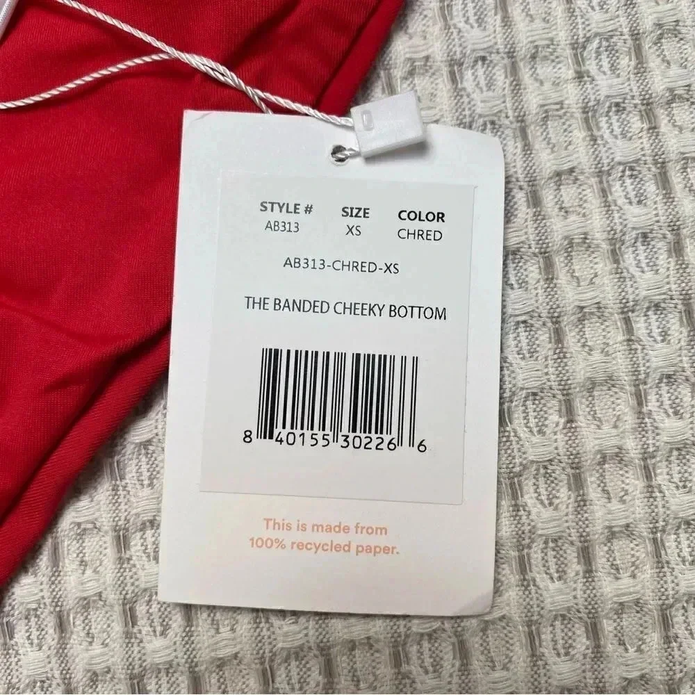 Andie Swim The Banded Cheeky Bikini Bottom Cherry Red NWT XS M